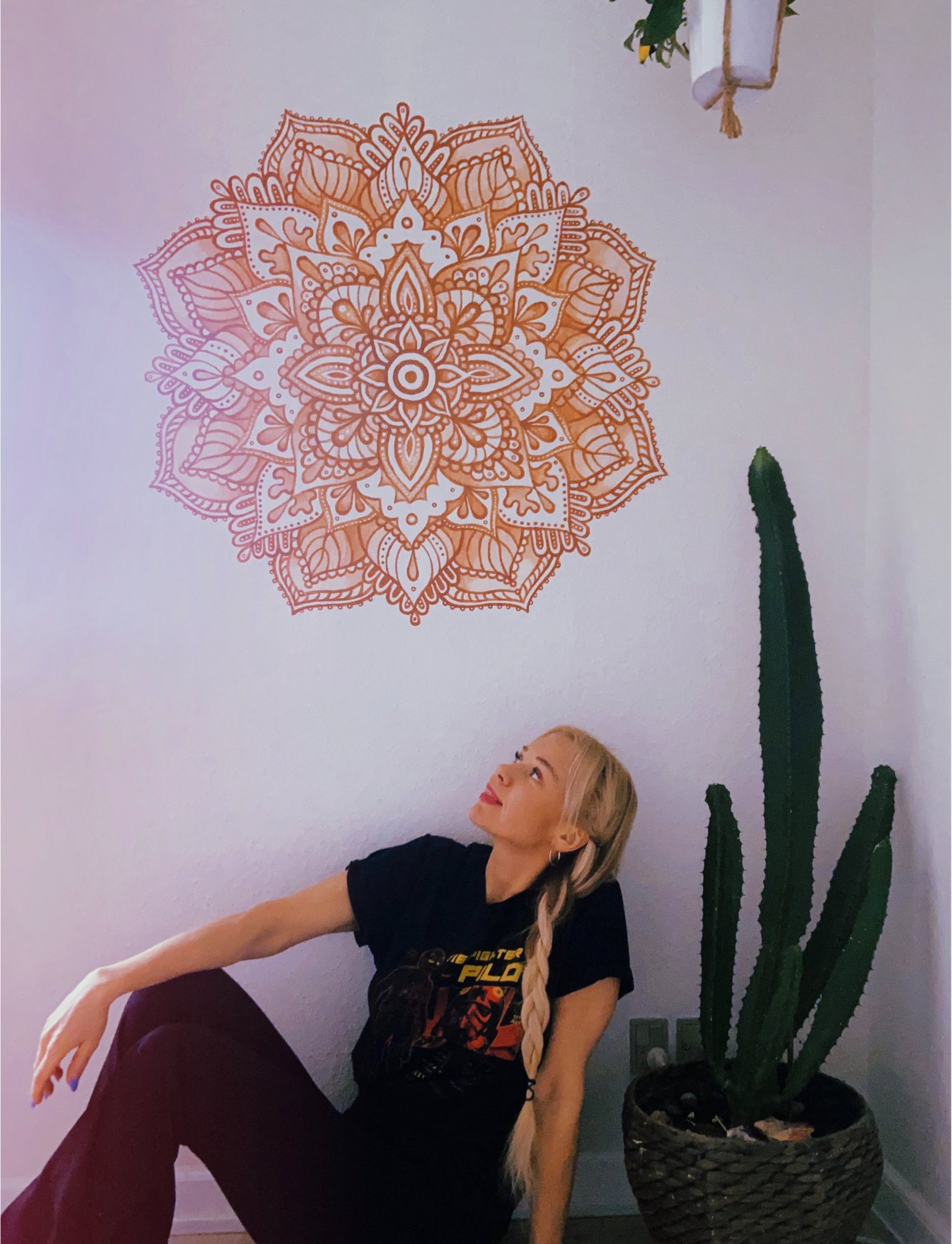 Terracotta mandala with a cactus